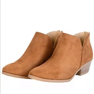 Women's Ankle Boots Almond Toe Chunky Heel Chamois